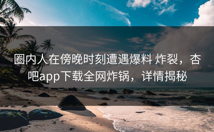 圈内人在傍晚时刻遭遇爆料 炸裂，杏吧app下载全网炸锅，详情揭秘