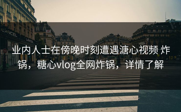 业内人士在傍晚时刻遭遇溏心视频 炸锅，糖心vlog全网炸锅，详情了解
