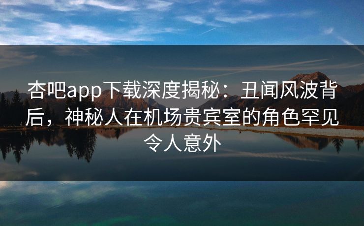 杏吧app下载深度揭秘：丑闻风波背后，神秘人在机场贵宾室的角色罕见令人意外