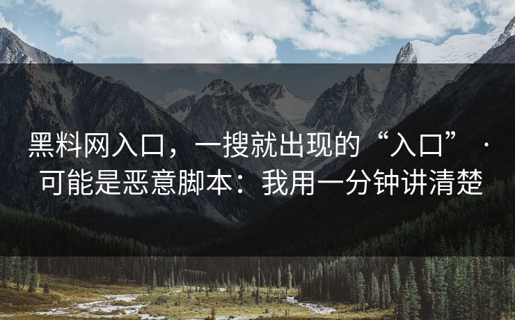 黑料网入口，一搜就出现的“入口” · 可能是恶意脚本：我用一分钟讲清楚