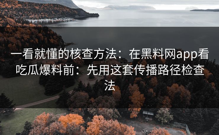 一看就懂的核查方法：在黑料网app看吃瓜爆料前：先用这套传播路径检查法